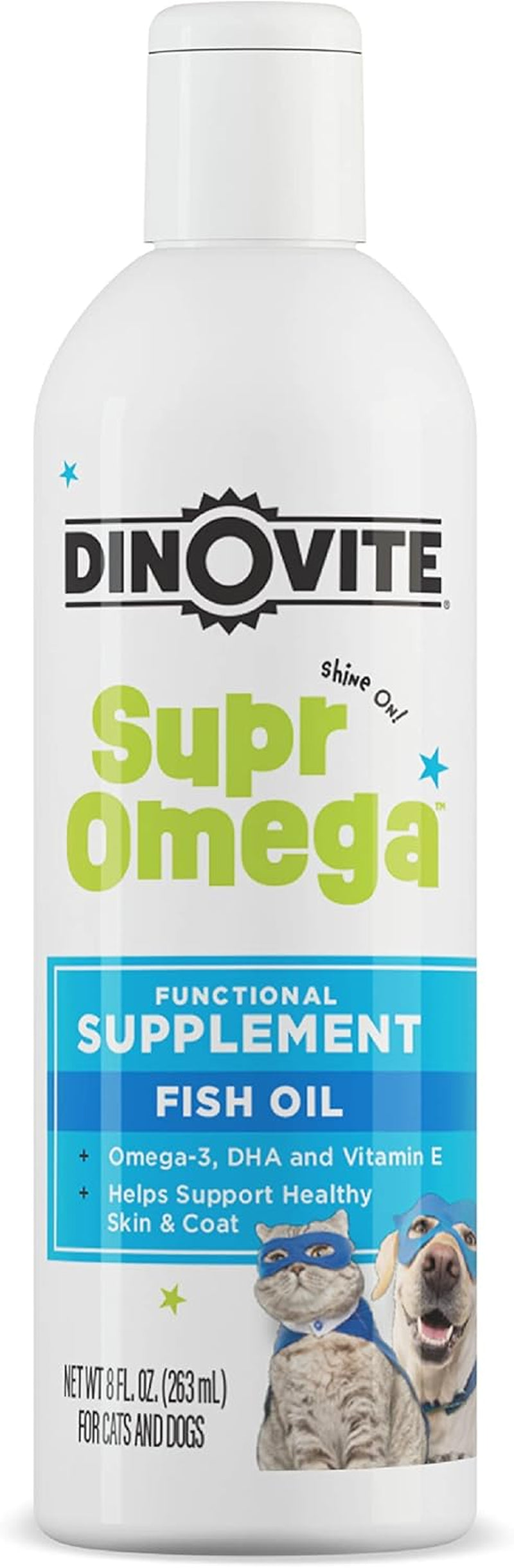 Supromega Fish Oil for Dogs & Cats - Vitamin E & Omega 3 Meal Topper - Skin & Coat Health for Dogs & Cats - 8 Oz
