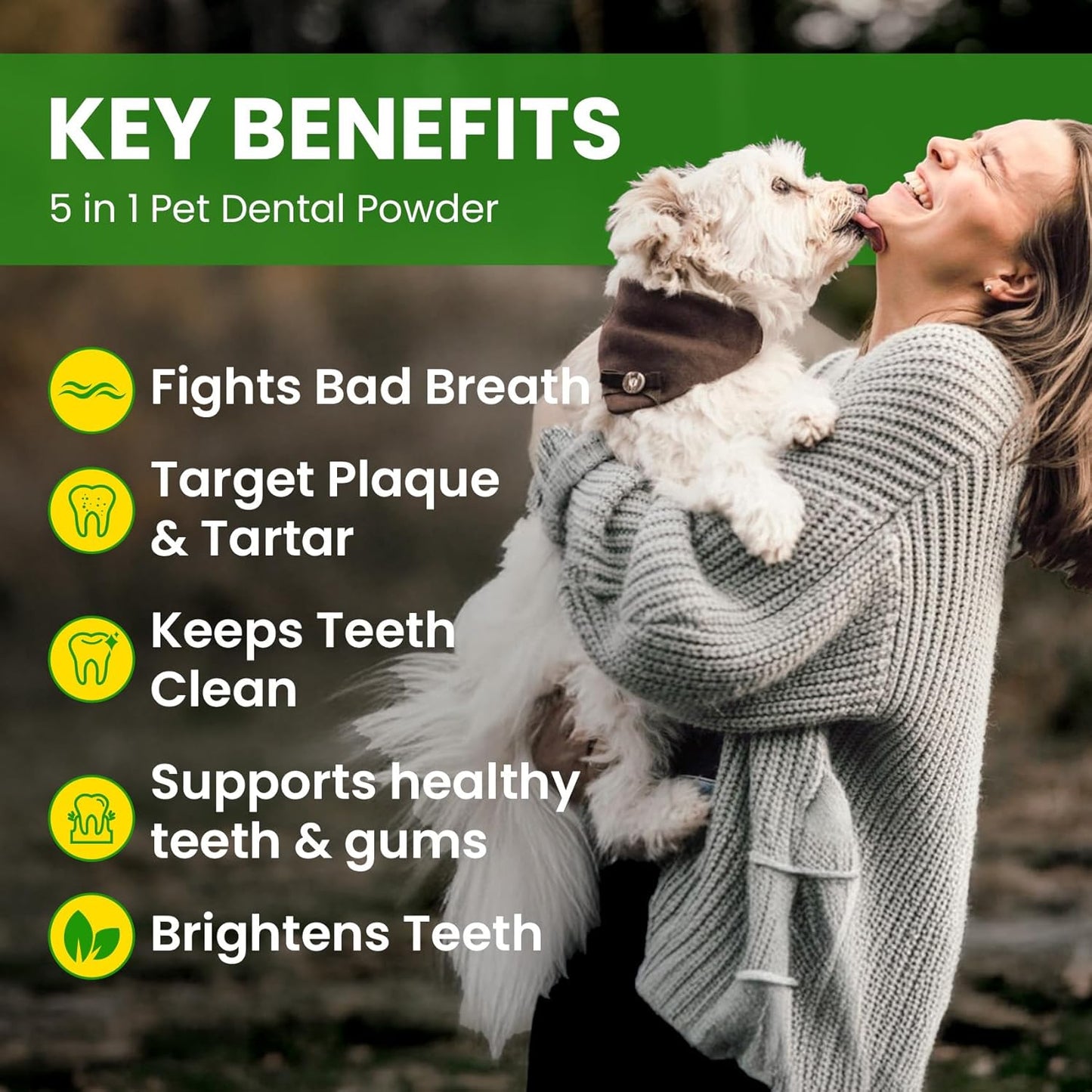 Dog Teeth Cleaning Powder, Dog Dental Powder and Cats Breath Freshener, Plaque off Pet Tooth Cleaning Lab Co, Bad Breath & Tartar Remover for Dogs, Dog Teeth Cleaning with Enzymes- 60-Day Supply -Mint