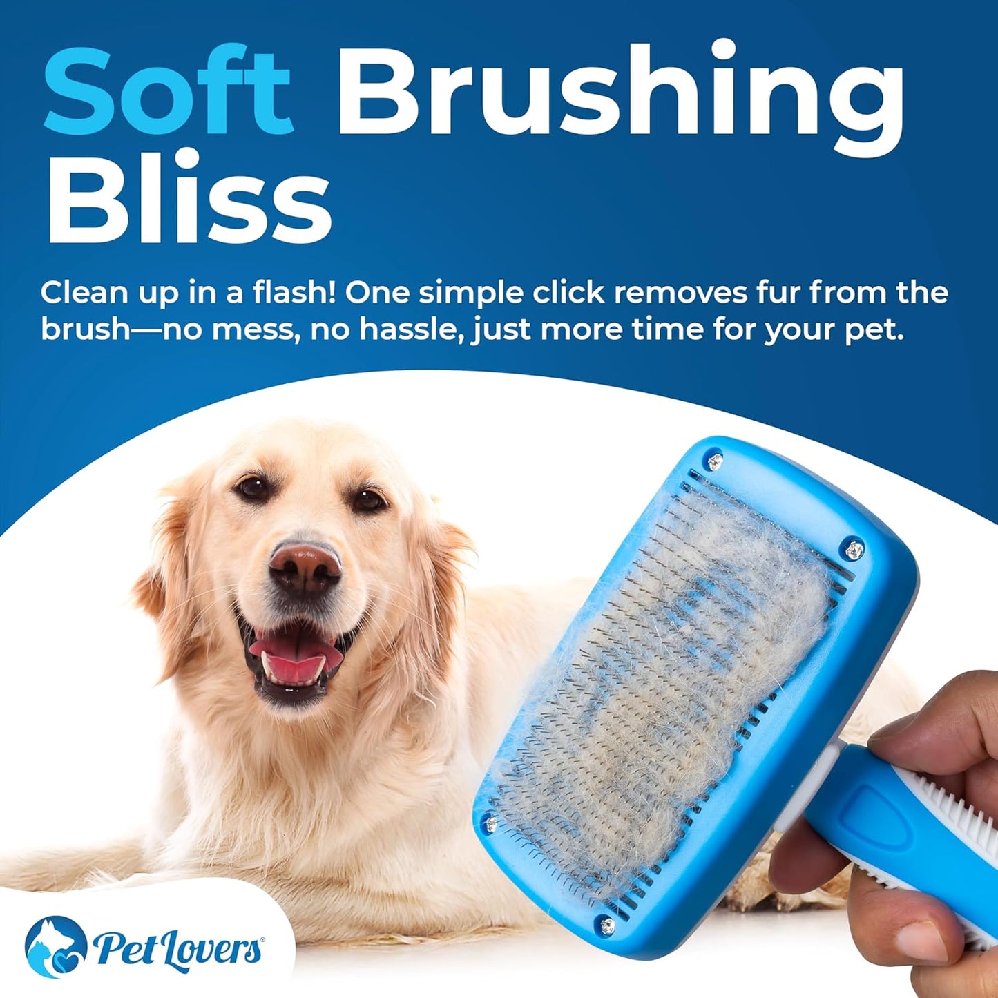 Ezslicker Self-Cleaning Brush - Dog Brush for Shedding, Gentle Slicker Brush for Cats, Tangle-Free Grooming Comb with Soft Bristles & Ergonomic Handle for Stress-Free Grooming