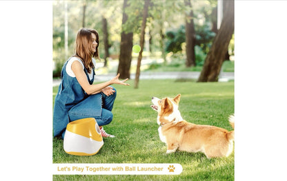 Automatic Dog Ball Thrower Launcher, with 6 Mini Balls for Small Medium Dogs