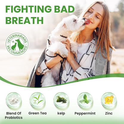 Dog Teeth Cleaning Powder, Dog Dental Powder and Cats Breath Freshener, Plaque off Pet Tooth Cleaning Lab Co, Bad Breath & Tartar Remover for Dogs, Dog Teeth Cleaning with Enzymes- 60-Day Supply -Mint