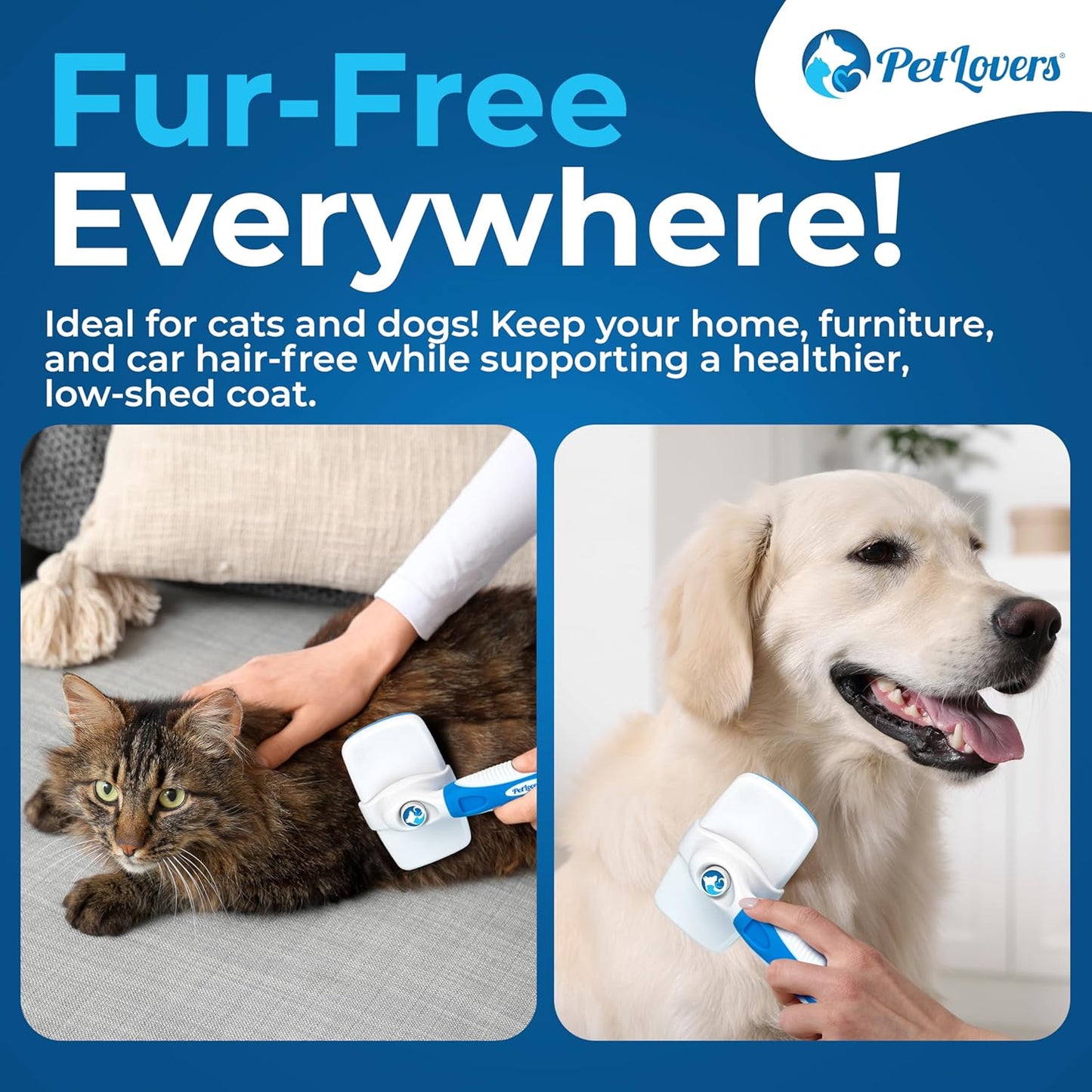 Ezslicker Self-Cleaning Brush - Dog Brush for Shedding, Gentle Slicker Brush for Cats, Tangle-Free Grooming Comb with Soft Bristles & Ergonomic Handle for Stress-Free Grooming