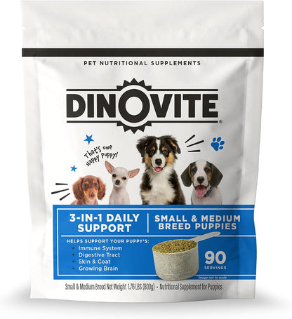 3 in 1 Probiotic for Puppies, Skin & Coat, Digestive Health & Joint Relief, Dog Food Toppers, Salmon Oil, Glucosamine, Allergy Relief & Itch Relief Skin Care, 90 Servings (Puppy)