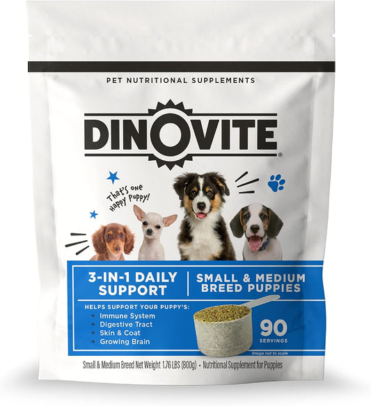 3 in 1 Probiotic for Puppies, Skin & Coat, Digestive Health & Joint Relief, Dog Food Toppers, Salmon Oil, Glucosamine, Allergy Relief & Itch Relief Skin Care, 90 Servings (Puppy)