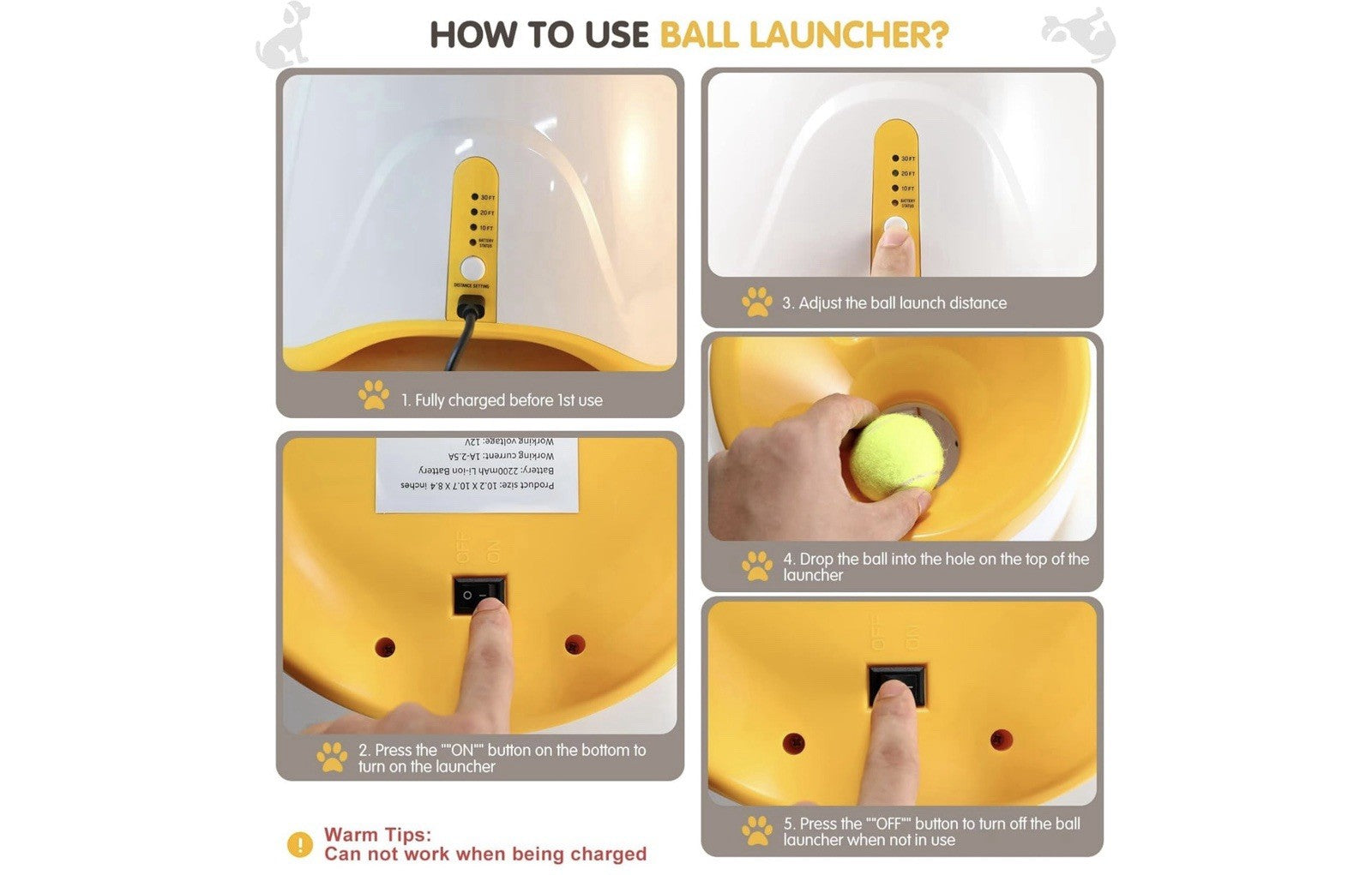 Automatic Dog Ball Thrower Launcher, with 6 Mini Balls for Small Medium Dogs