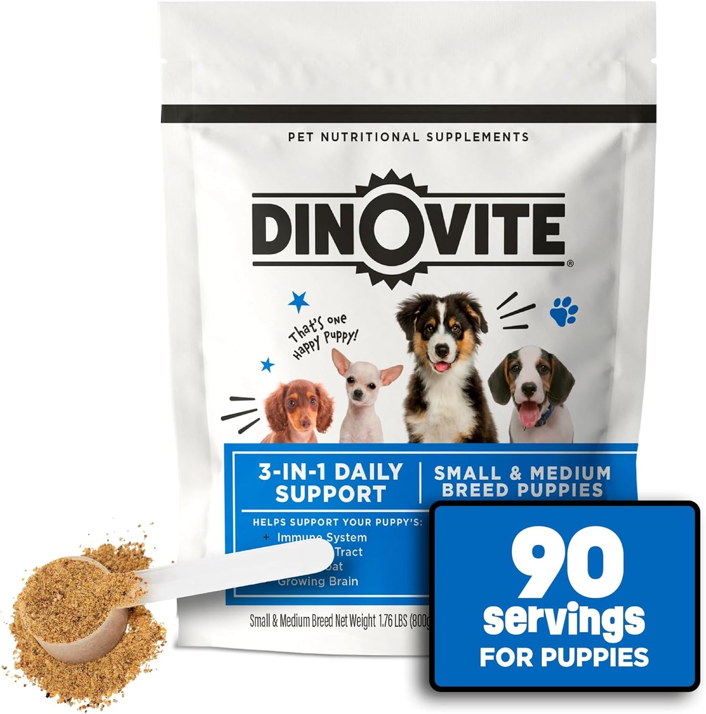 3 in 1 Probiotic for Puppies, Skin & Coat, Digestive Health & Joint Relief, Dog Food Toppers, Salmon Oil, Glucosamine, Allergy Relief & Itch Relief Skin Care, 90 Servings (Puppy)