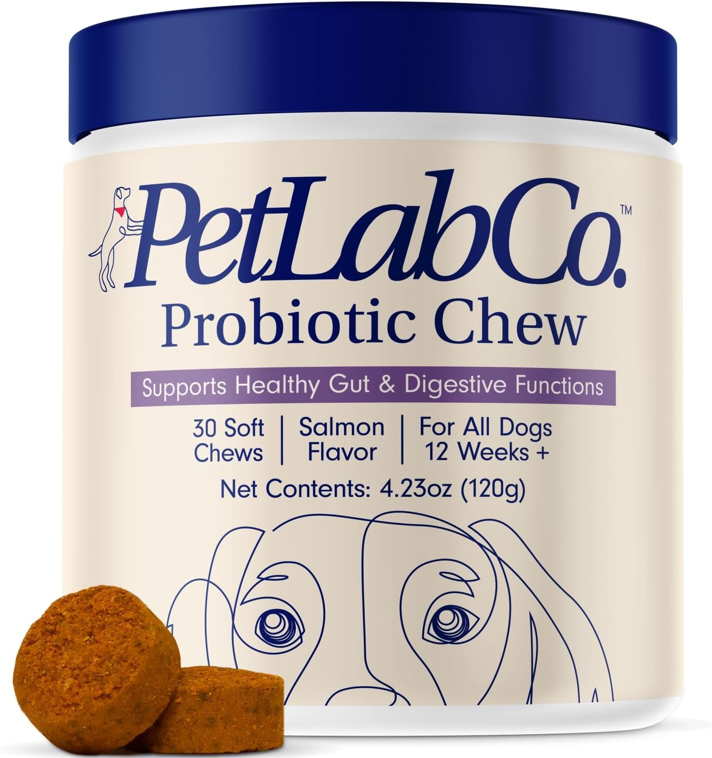 Probiotics for Dogs, Support Gut Health, Occasional Diarrhea, Digestive Health & Seasonal Allergies - Salmon Flavor - Packaging May Vary - 30 Soft Chews