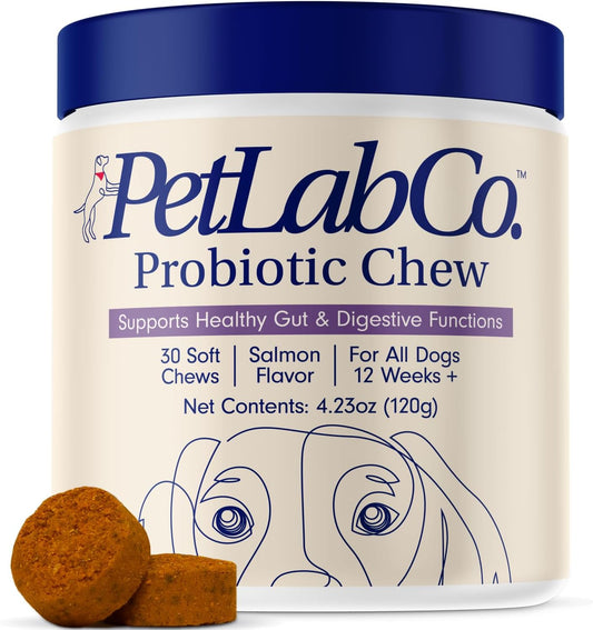Probiotics for Dogs, Support Gut Health, Occasional Diarrhea, Digestive Health & Seasonal Allergies - Salmon Flavor - Packaging May Vary - 30 Soft Chews