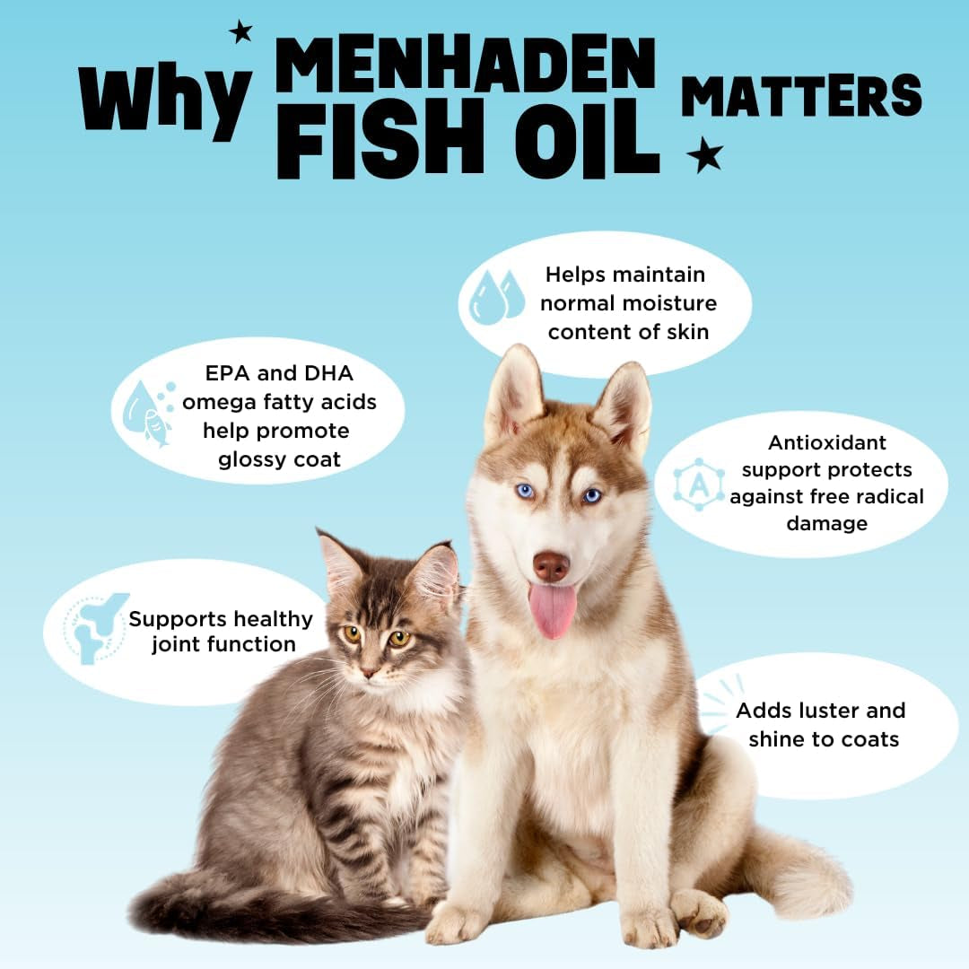 Supromega Fish Oil for Dogs & Cats - Vitamin E & Omega 3 Meal Topper - Skin & Coat Health for Dogs & Cats - 8 Oz