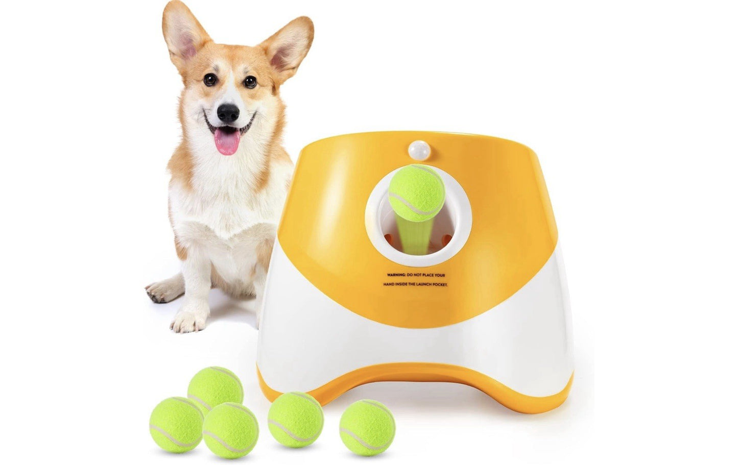 Automatic Dog Ball Thrower Launcher, with 6 Mini Balls for Small Medium Dogs