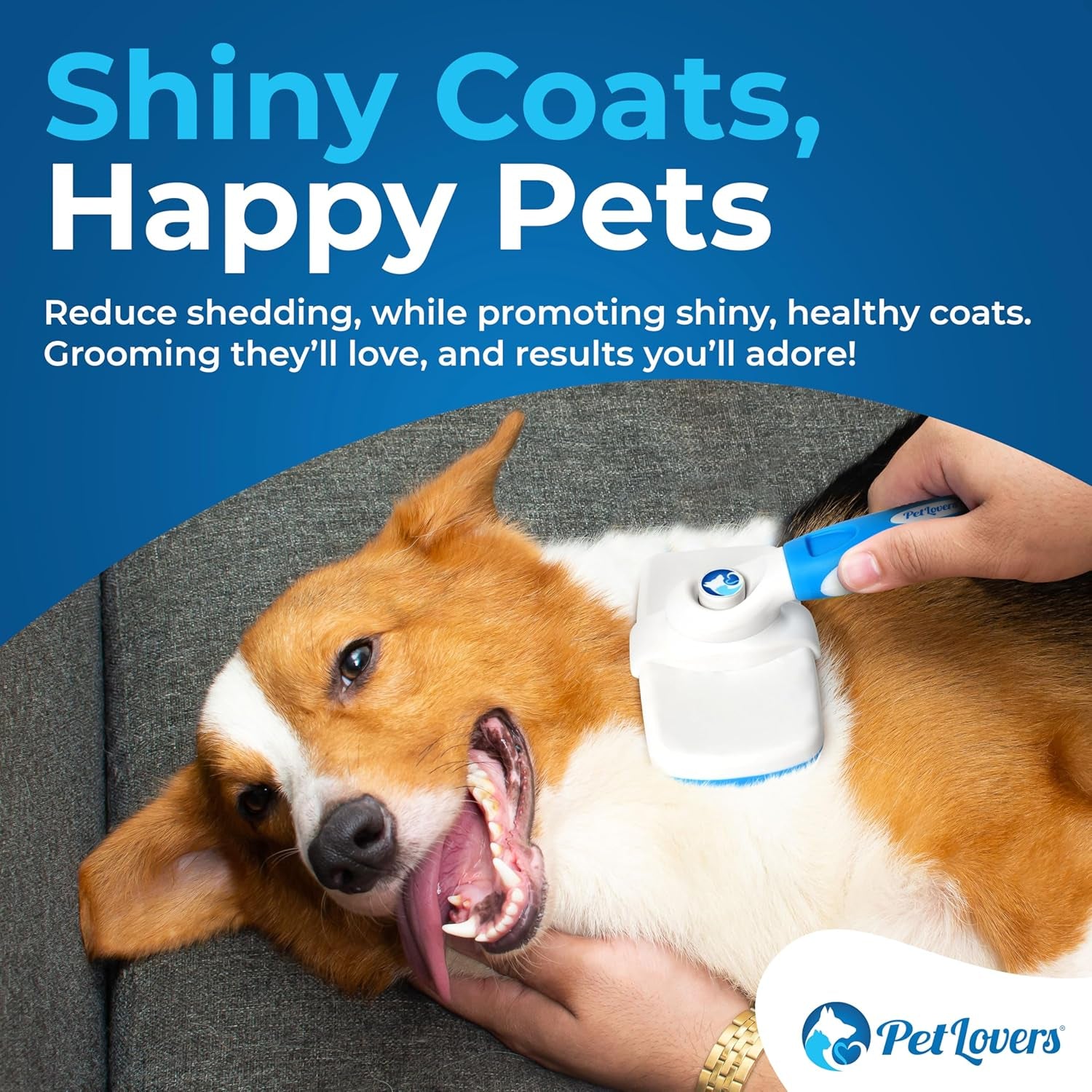 Ezslicker Self-Cleaning Brush - Dog Brush for Shedding, Gentle Slicker Brush for Cats, Tangle-Free Grooming Comb with Soft Bristles & Ergonomic Handle for Stress-Free Grooming